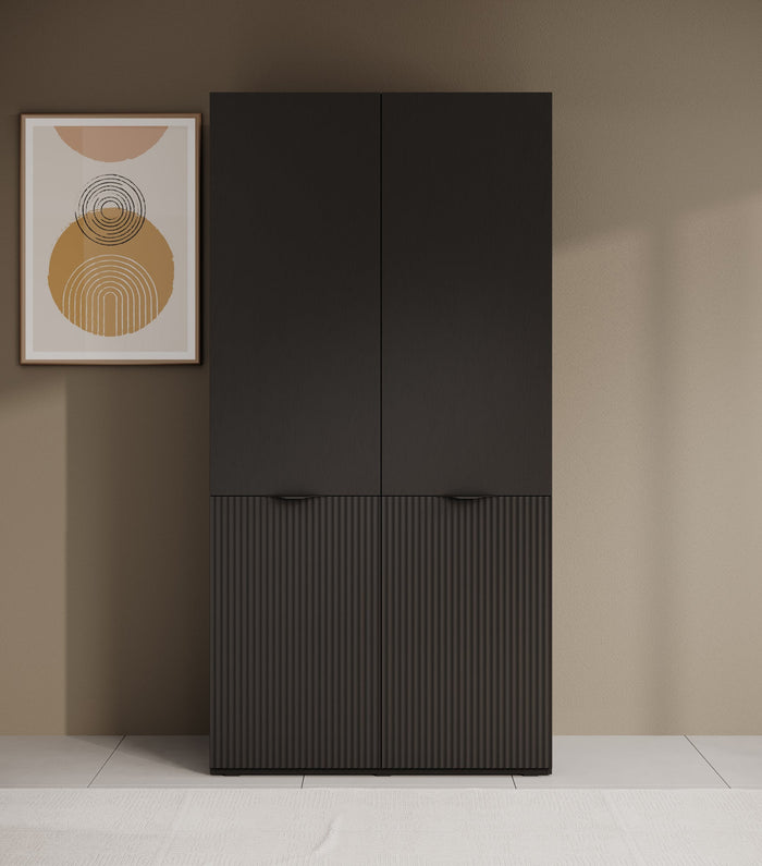 Meubella - Kledingkast Shelton - Zwart 2 - 101 cm