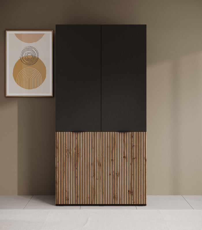 Meubella - Kledingkast Shelton - Zwart 1 - 101 cm