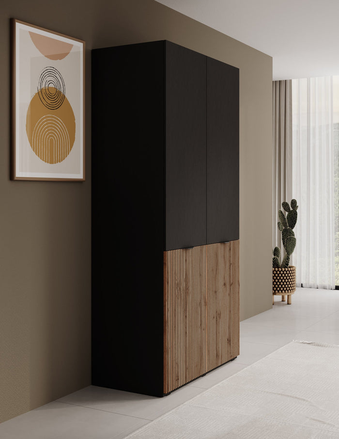 Meubella - Kledingkast Shelton - Zwart 1 - 101 cm