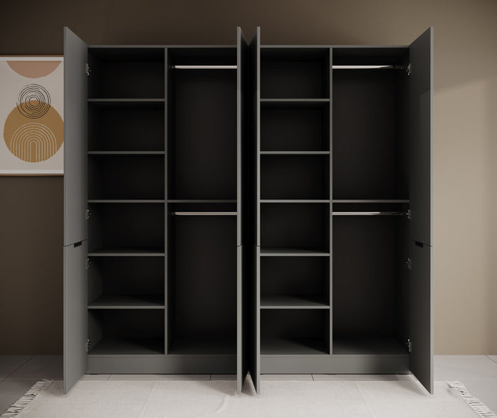 Meubella - Kledingkast Shelton - Grijs - 202 cm