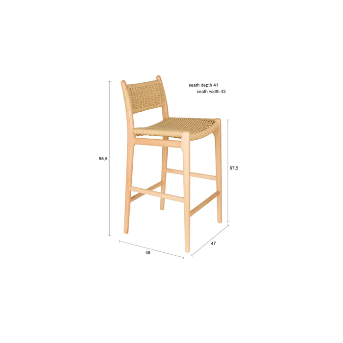 Dutchbone Cecile Counter| Barkruk met Rugleuning Hout Naturel