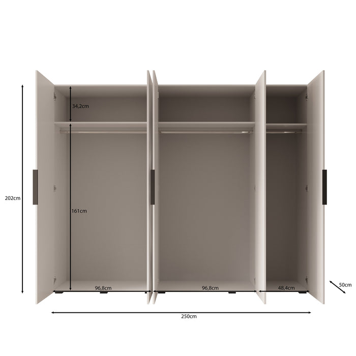 Meubella - Kledingkast Marquesa - Zwart - 250 cm