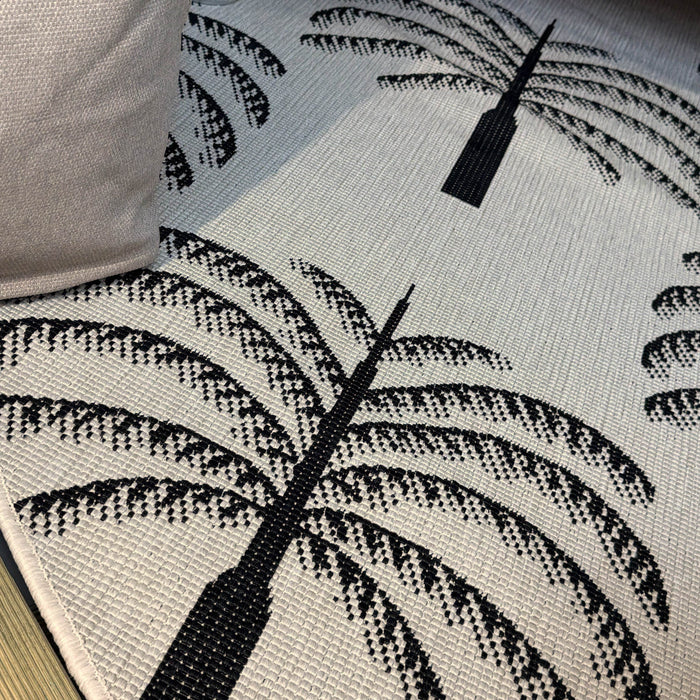 Rond buitenkleed Oase zwart|wit - Interieur05 - 240 x 240 cm