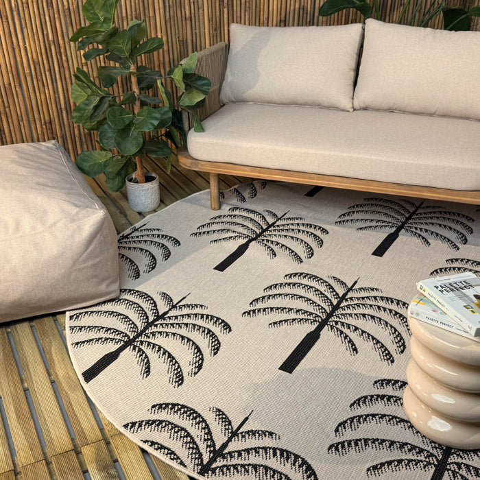 Rond buitenkleed Oase zwart|wit - Interieur05 - 240 x 240 cm
