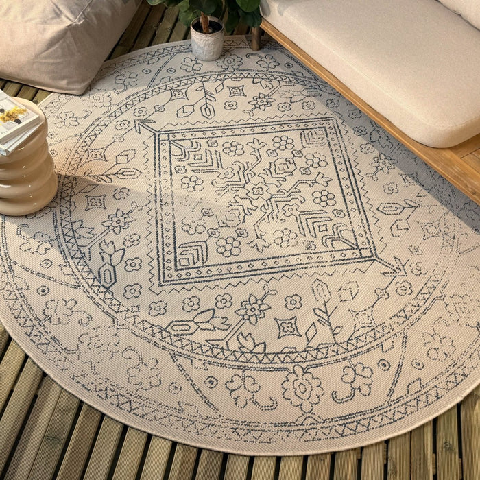 Rond buitenkleed Nova blauw - Interieur05 - 200 x 200 cm