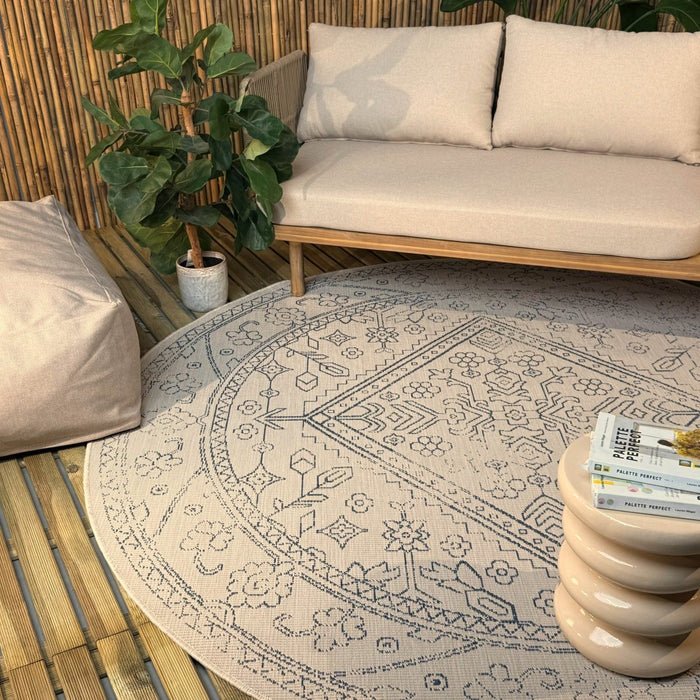 Rond buitenkleed Nova blauw - Interieur05 - 200 x 200 cm