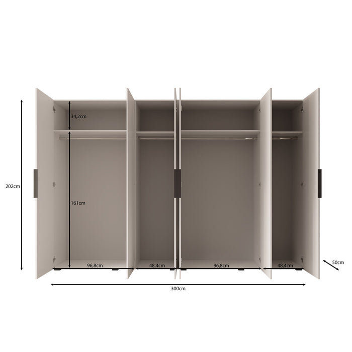 Meubella - Kledingkast Marquesa - Beige - 300 cm