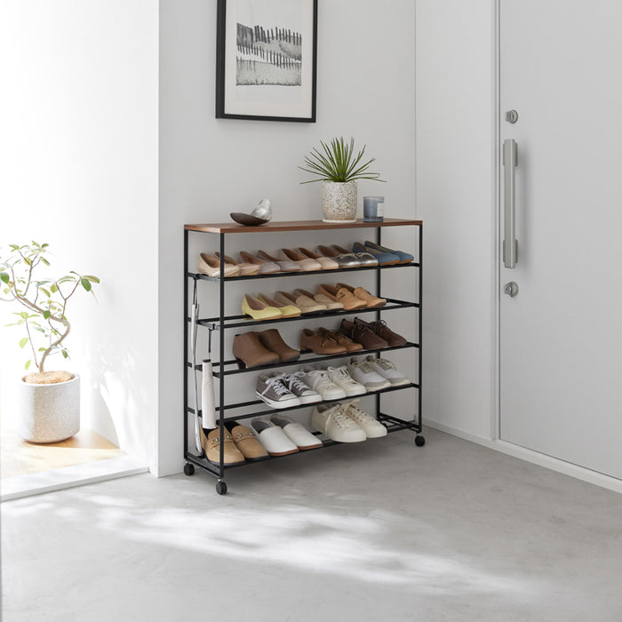 Yamazaki Tower Schoenenrek op wielen 5-laags - Zwart