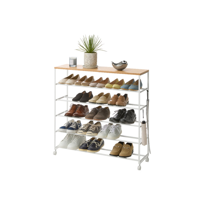 Yamazaki Tower Schoenenrek op wielen 5-laags - Wit