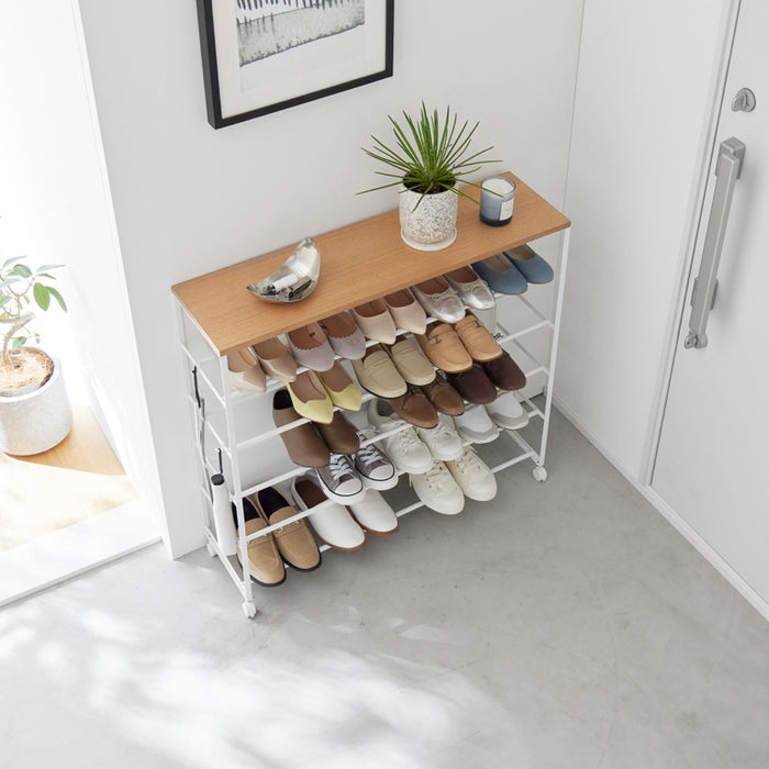 Yamazaki Tower Schoenenrek op wielen 5-laags - Wit