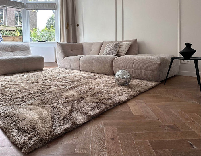 Hoogpolig vloerkleed Odelia bruin|taupe - Interieur05 - 150 x 80 cm