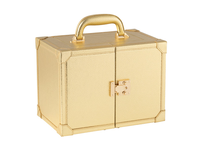 J-Line juwelendoos met handvat - kunstleder - goud