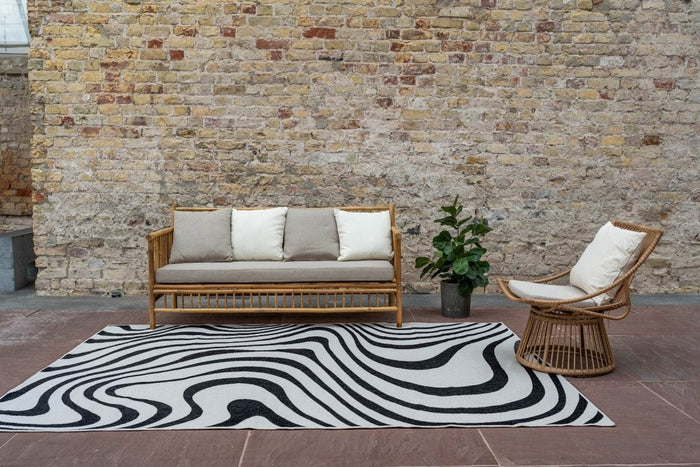 Interieur05 Buitenkleed Swirl Rechthoek - Zwart - Dubbelzijdig