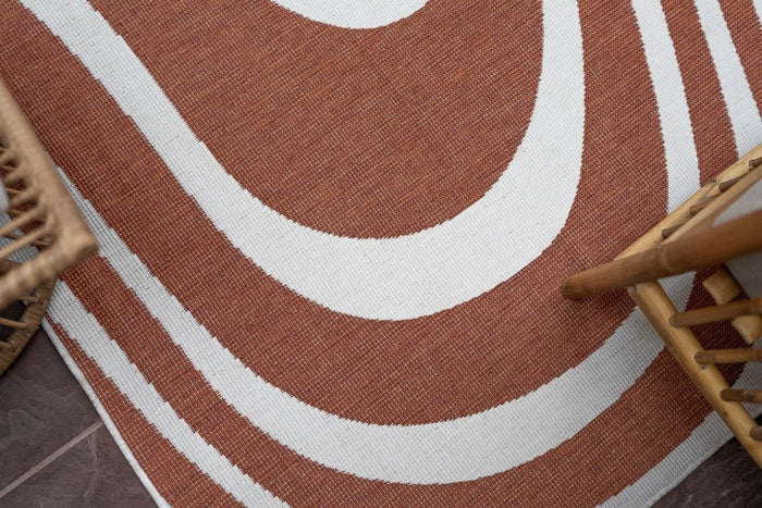 Interieur05 Buitenkleed Swirl Rechthoek - Roest - Dubbelzijdig