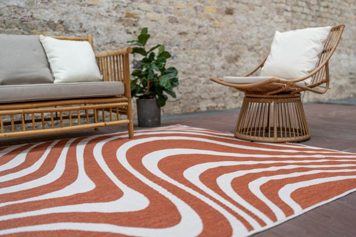 Interieur05 Buitenkleed Swirl Rechthoek - Roest - Dubbelzijdig