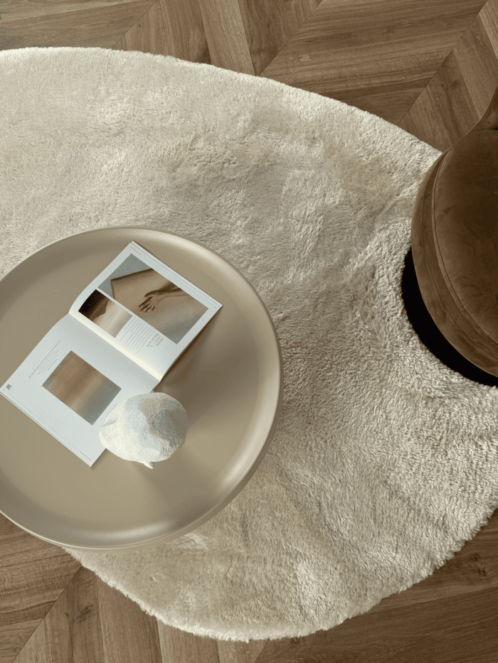 Organisch hoogpolig vloerkleed Odelia beige|wit - Interieur05