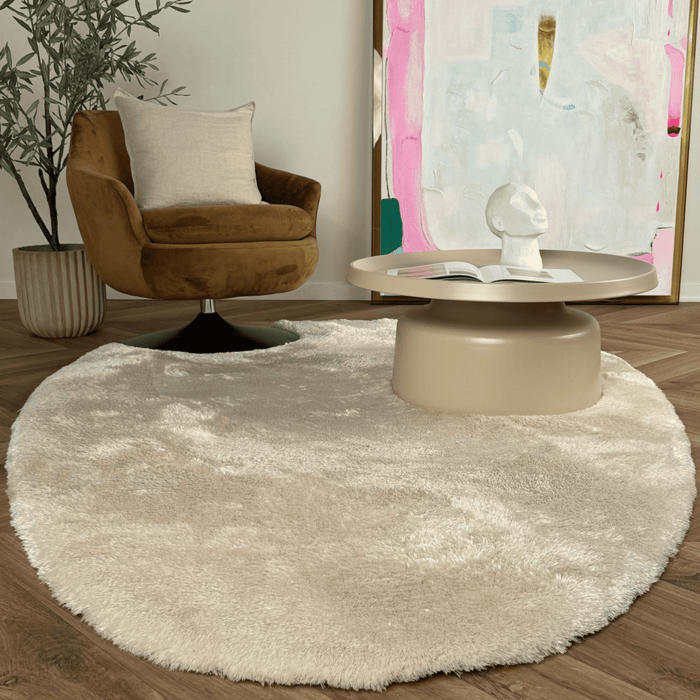 Organisch hoogpolig vloerkleed Odelia beige|wit - Interieur05