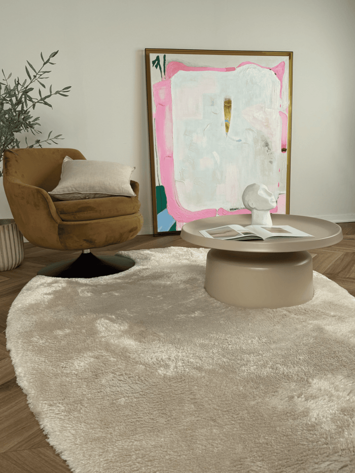 Organisch hoogpolig vloerkleed Odelia beige|wit - Interieur05