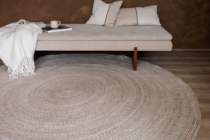 Interieur05 Rond wollen vloerkleed Gapo beige - 180 x 180 cm