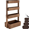 tectake® Plantenbak Flora, gelakt hout, met plantenfolie - Bruin