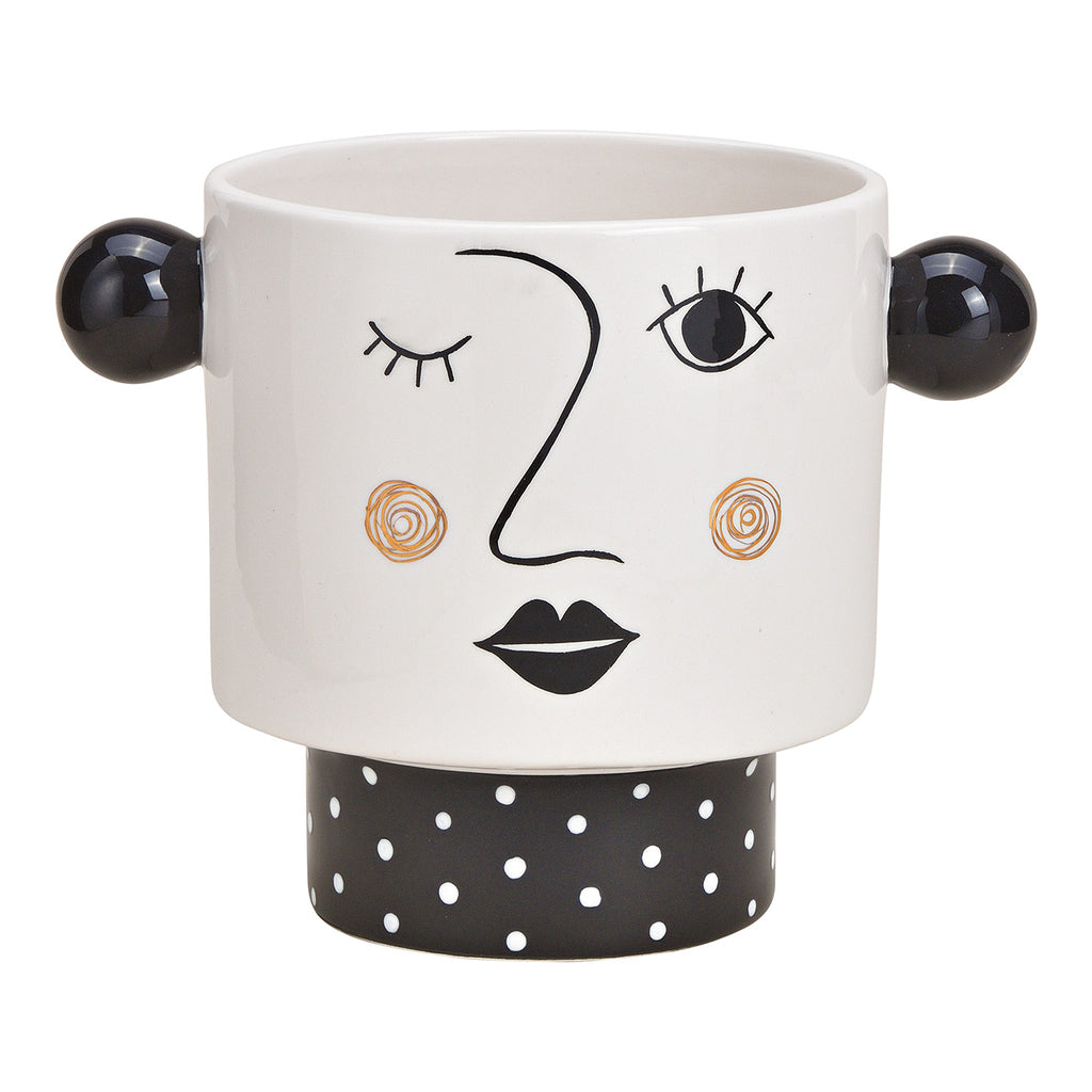 SVJ Bloempot Vrouw - 15x22x17 cm - Keramiek - Zwart