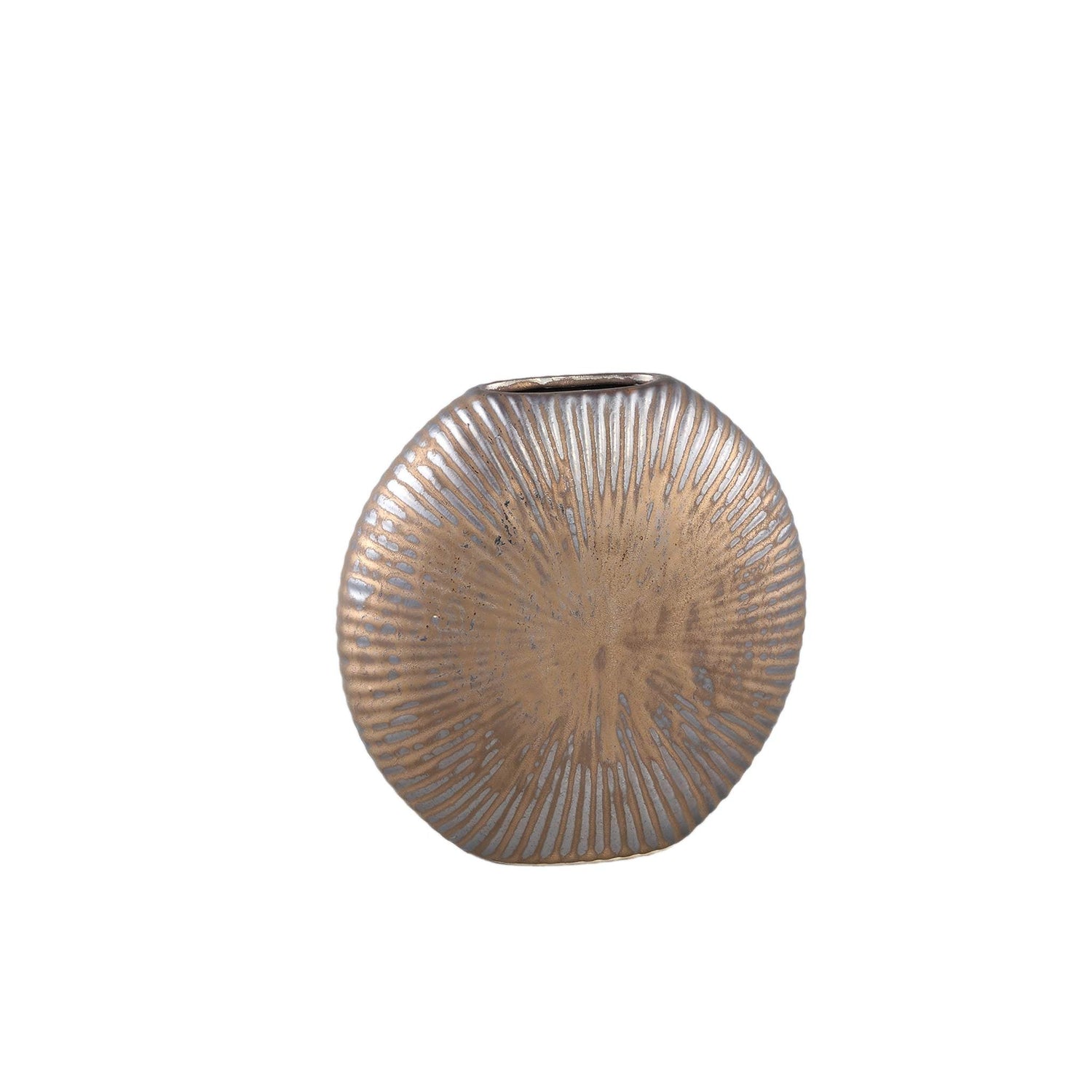 PTMD Bloempot Romin - 22x6x22 cm - Keramiek - Brons