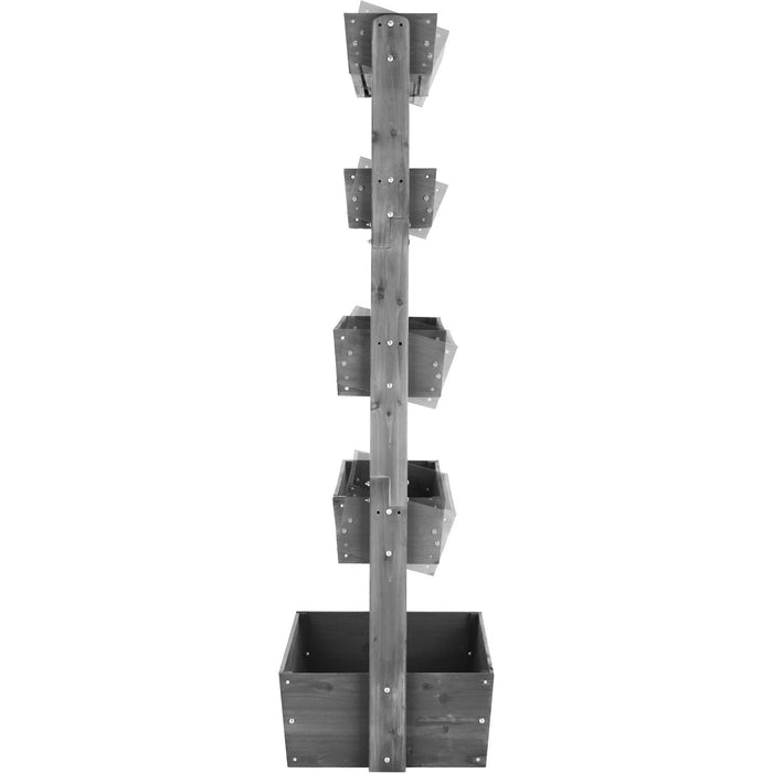 tectake® Plantenbak Flora, gelakt hout, met plantenfolie - Grijs