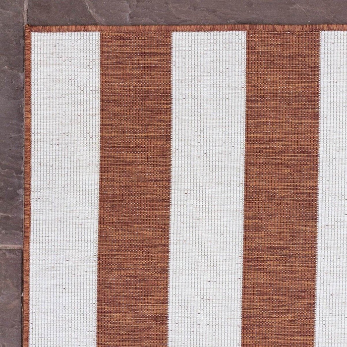 Eva Interior Buitenkleed Stripes roest|wit dubbelzijdig - 240 x 340 cm