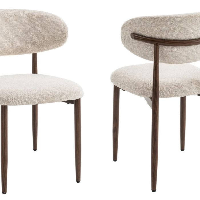 Celia - Eetkamerstoelen Beige Walnoot Set van 2