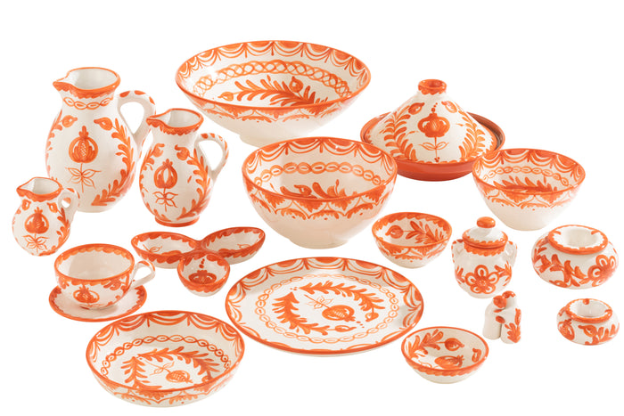 J-Line asbak Granada - keramiek - wit|oranje - large