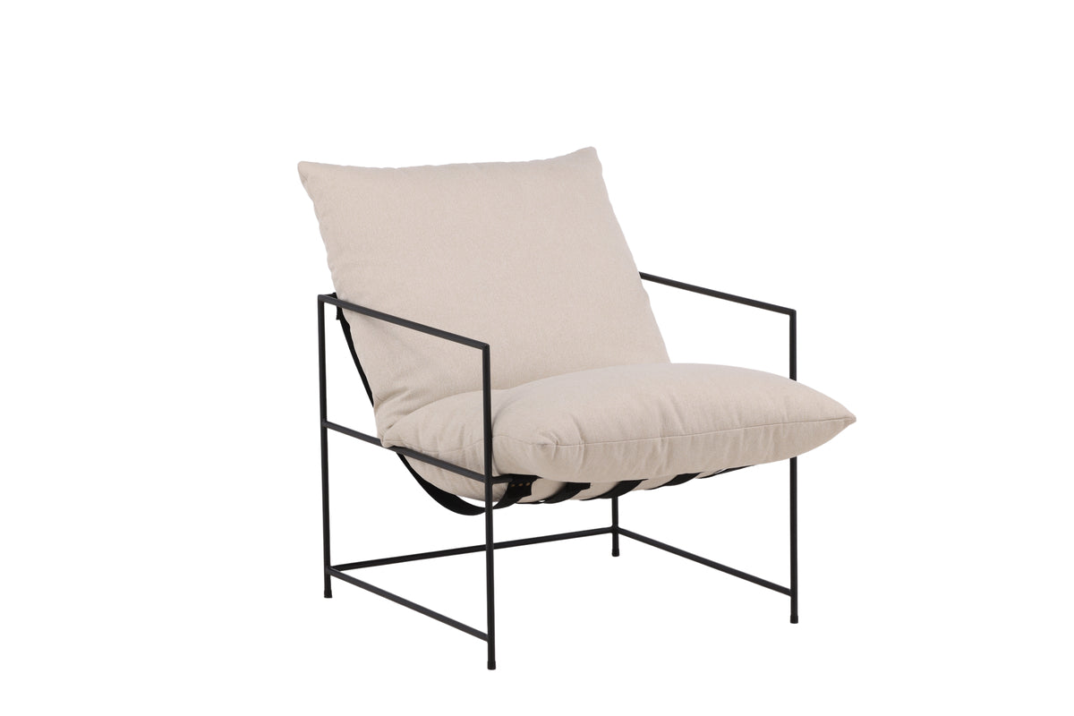 Rebellenclub Amore Fauteuil - Beige met Zwart Stalen Frame