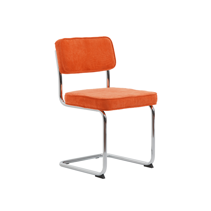 Rebellenclub Luxor Eetkamerstoel - Set van 4 - Oranje Ribstof