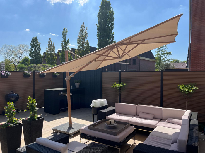 4-Seasons zweefparasol Siesta 300 x 300 cm - Woodlook|Sand
