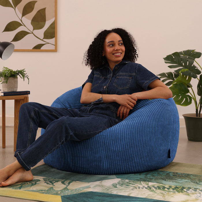 icon Kingston Zitzak - Ribfluweel - Denimblauw