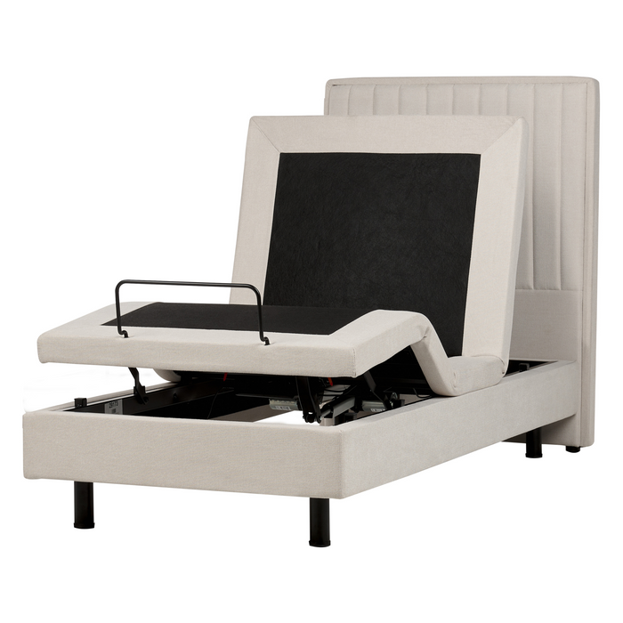 Beliani-DUKE II-Bed verstelbaar-Lichtbeige-90 x 200 cm-Polyester