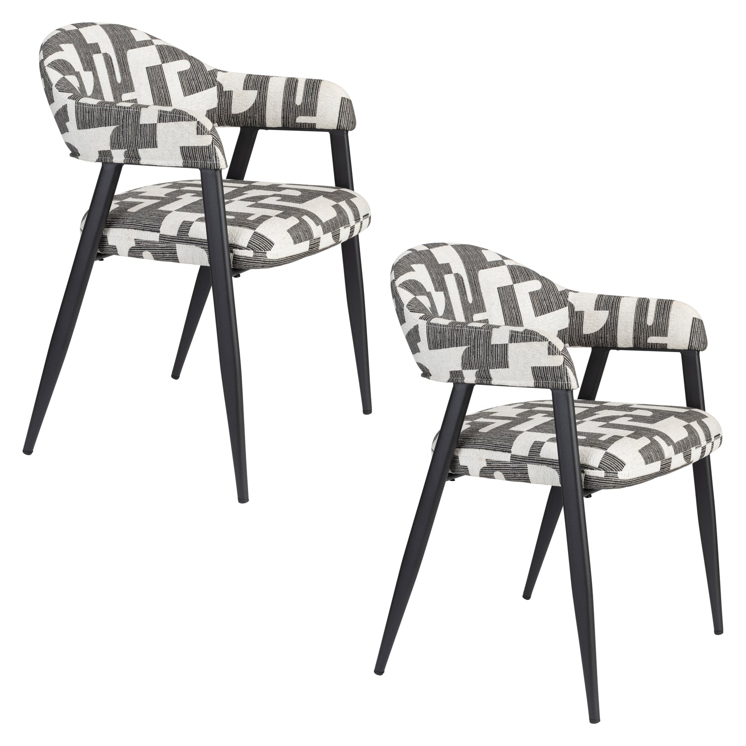 Dutchbone Miyo Stoel - Set van 2 - Zwart