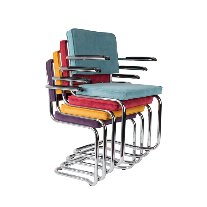Zuiver Ridge Rib Kink Eetkamerstoelen leuning Groen - Set van 2