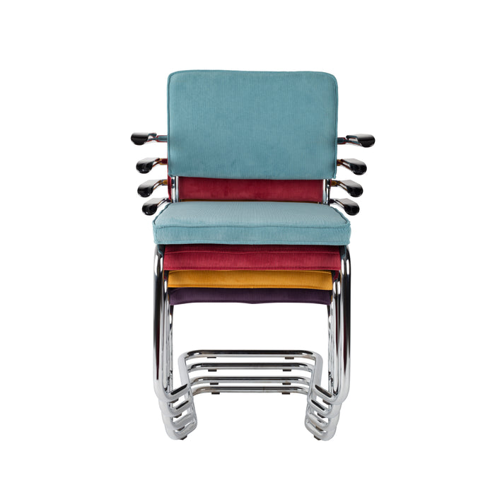 Zuiver Ridge Rib Kink Eetkamerstoelen leuning Groen - Set van 2