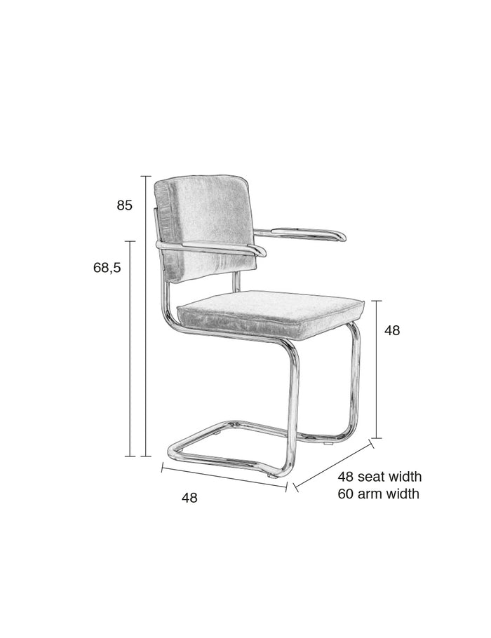 Zuiver Ridge Rib Kink Eetkamerstoelen leuning Groen - Set van 2
