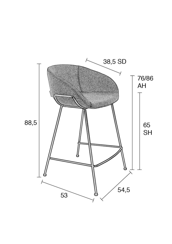 Zuiver Feston Barkruk 65 cm Grijs - Set van 2