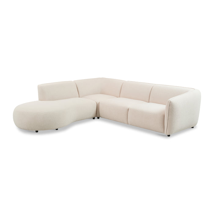 by fonQ Soft Hoekbank Links - Open Eind - Bouclé - Crème