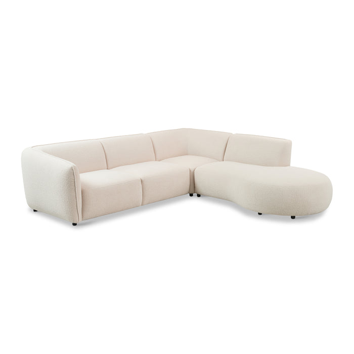 by fonQ Soft Hoekbank Rechts - Open Eind - Bouclé - Crème