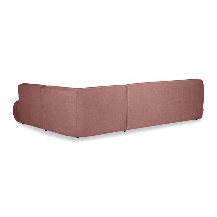 by fonQ Soft Hoekbank Rechts - Open Eind - Micro Chenille - Oud Roze