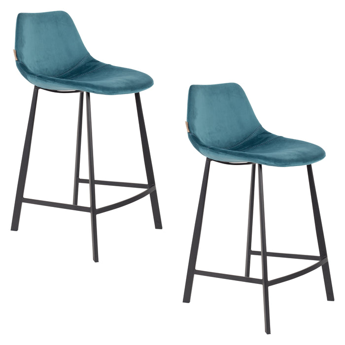 Dutchbone Franky Barkruk Blauw 65 cm - Set van 2