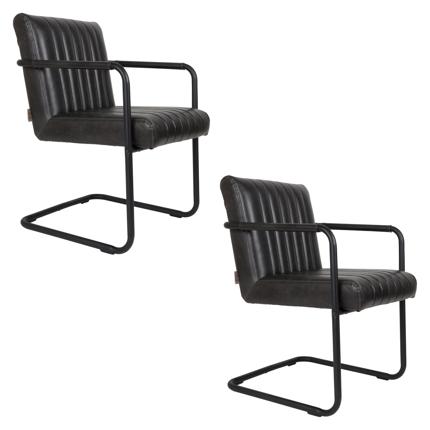 Dutchbone Stitched Eetkamerstoel Donker Grijs - Set van 2