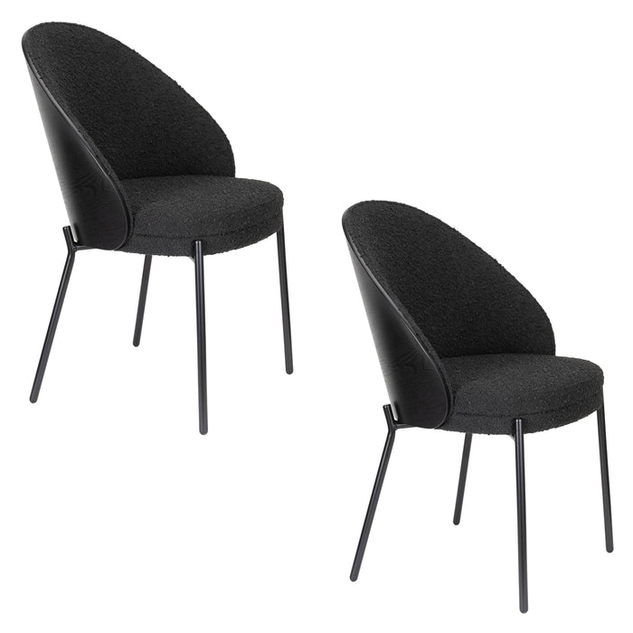 Dutchbone Rodin Eetkamerstoelen Bouclé Zwart - Set van 2
