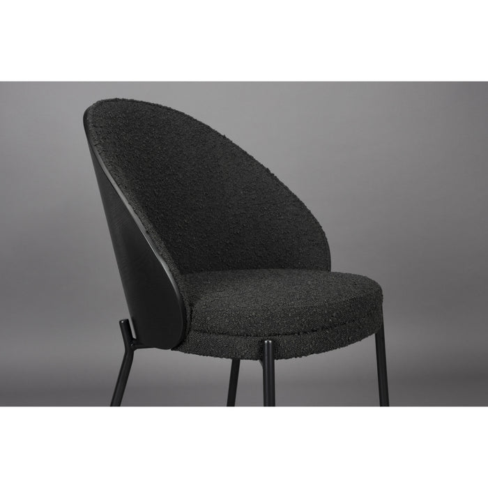 Dutchbone Rodin Eetkamerstoelen Bouclé Zwart - Set van 2