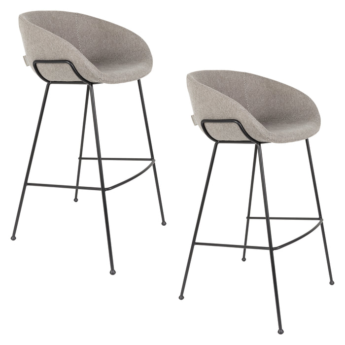 Zuiver Feston Barkruk 76 cm Grijs - Set van 2