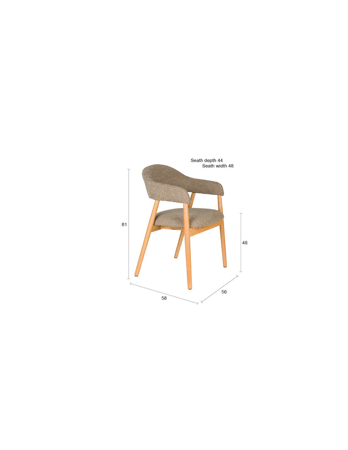Housecraft Indy Eetkamerstoel Donker Bruin| Beige - Set van 2