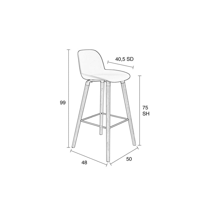 Zuiver Albert Kuip Barkruk 75 cm Wit - Set van 2